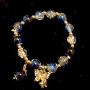 Blue and silver beaded bracelet with angel charm #angelcharm
18cm/7.08in
